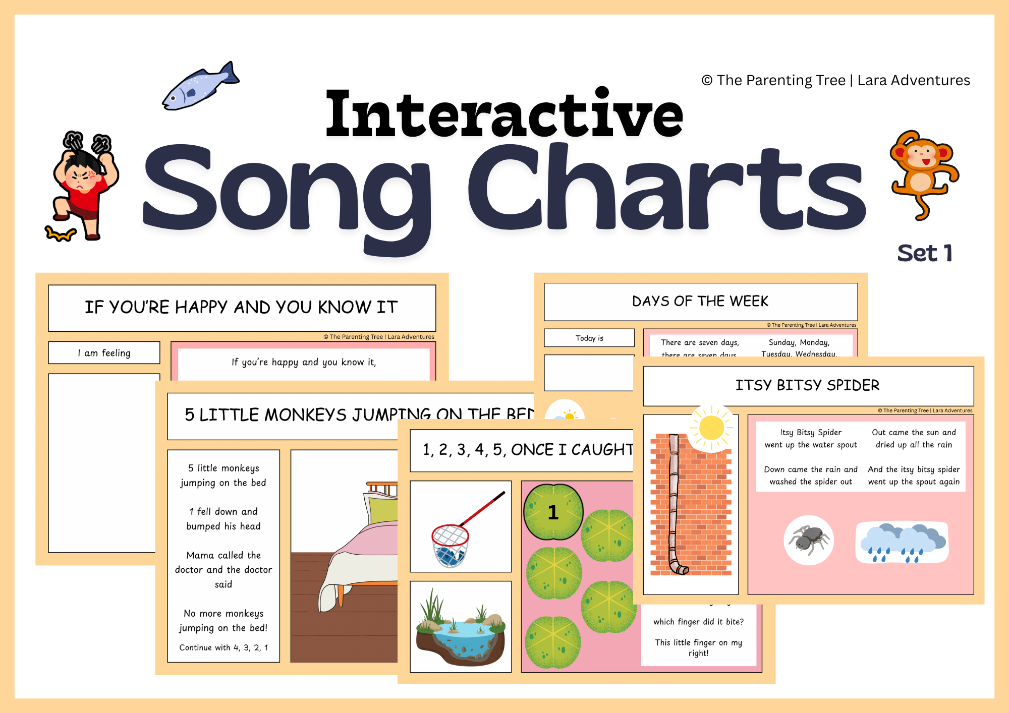 Interactive Song Chart Set A - Digital Bundle of 5 (Printable PDF)