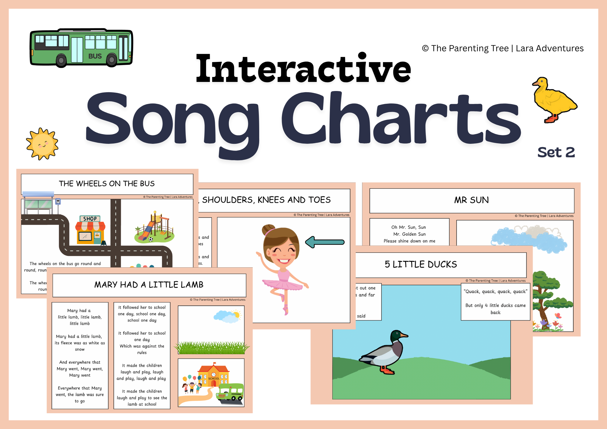 Interactive Song Charts B - Digital Bundle of 5 (Printable PDF)